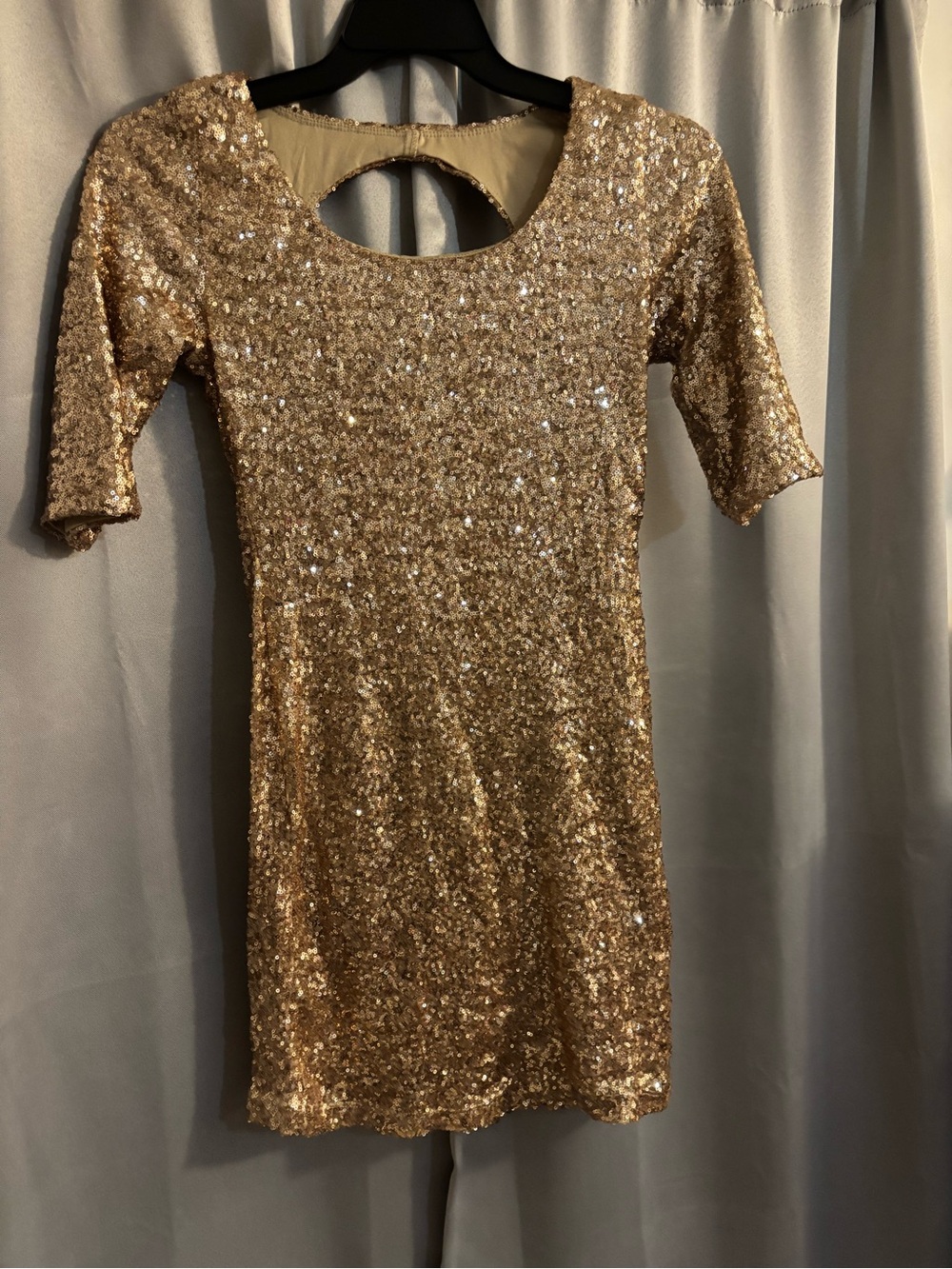 Rue21 Gold Sequin Mini Dress with Keyhole Back